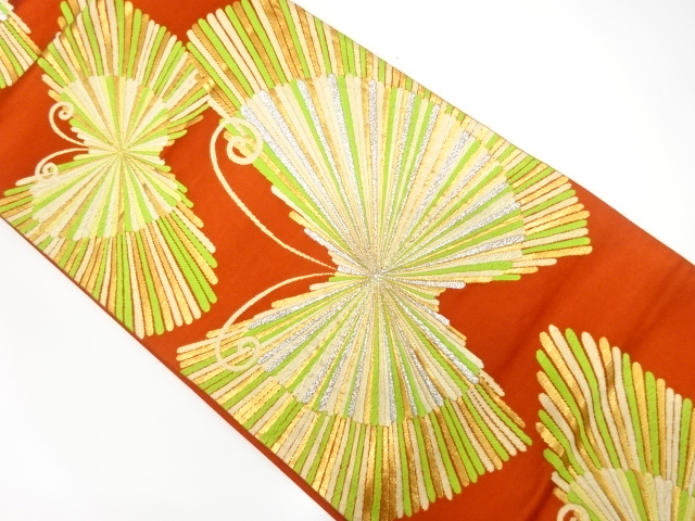 JAPANESE KIMONO / ANTIQUE FUKURO OBI / SILK / WOVEN BUTTERFLY